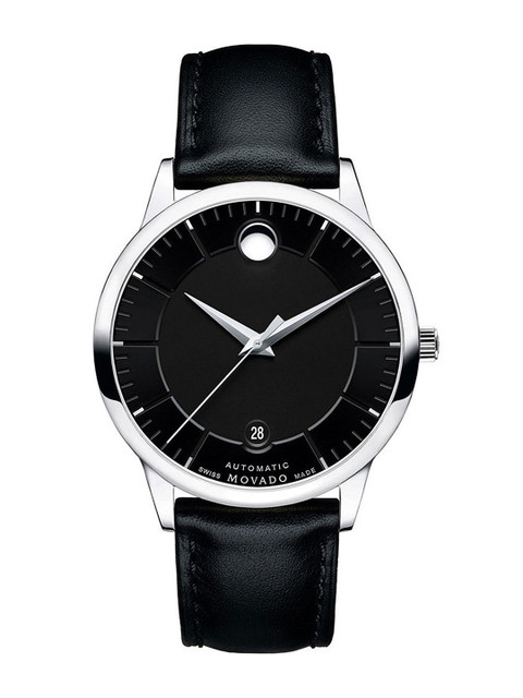 

MOVADO Men Black Analogue Leather Watch 606873