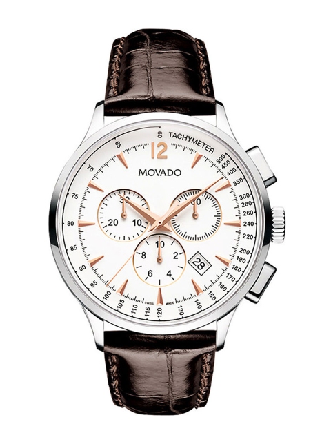 

MOVADO Men White Leather Analogue Watch 606576