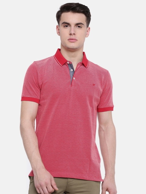 

t-base Men Red Solid Polo Collar T-shirt