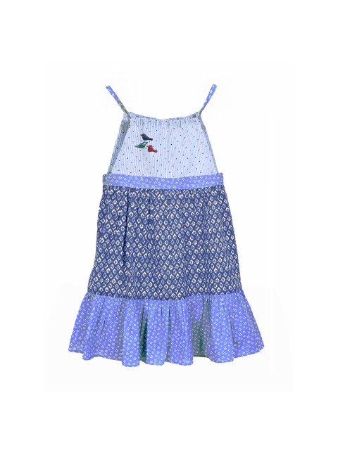

CACA CINA Girls Blue & Grey Printed Fit & Flare Dress
