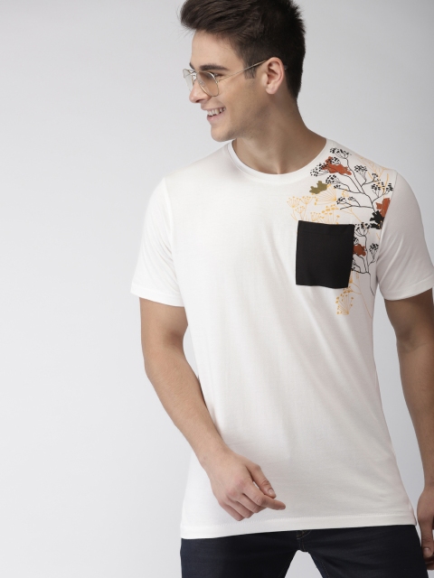 

Mast & Harbour Men White Printed Round Neck T-shirt