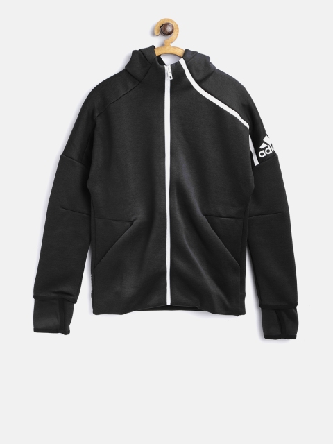

ADIDAS Boys Black Solid YB ZNE HD 3.0 Hooded Sweatshirt
