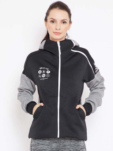 

ADIDAS Women Black & Grey Melange Solid Z.N.E Fast Release Sweatshirt