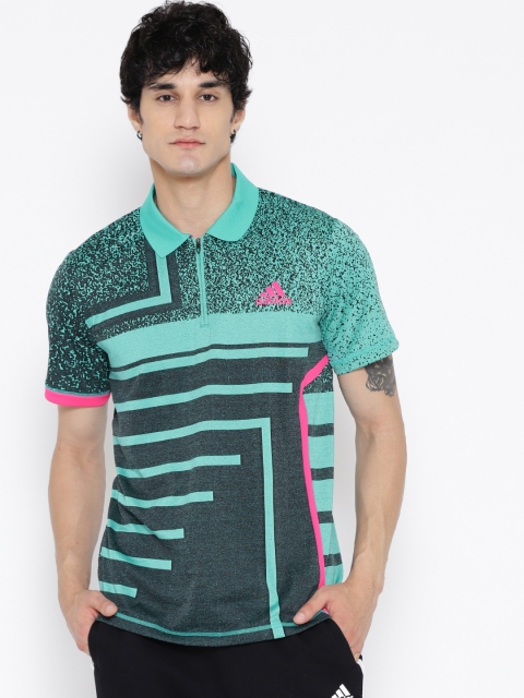 

ADIDAS Men Green & Black Printed Seasonal Tennis Polo T-shirt