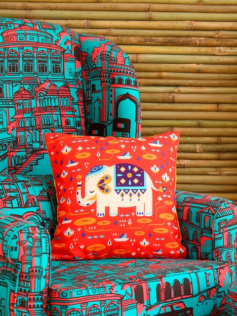 

Chumbak Red Single Ethnic Motifs Square Cushion Cover