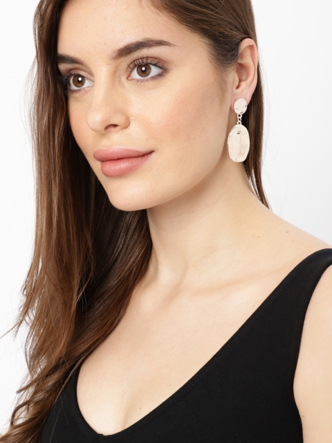 

Ayesha Rose Gold-toned Molten Texture Oval Drop Earrings