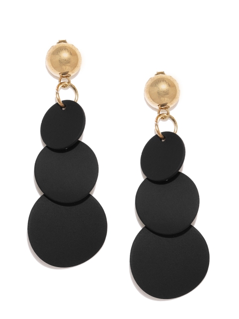 

Ayesha Black & Gold-Toned Circular Drop Earrings