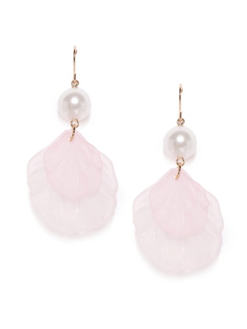 

Ayesha Pink & Gold-Toned Seashell Shaped Pearl Drop Earrings