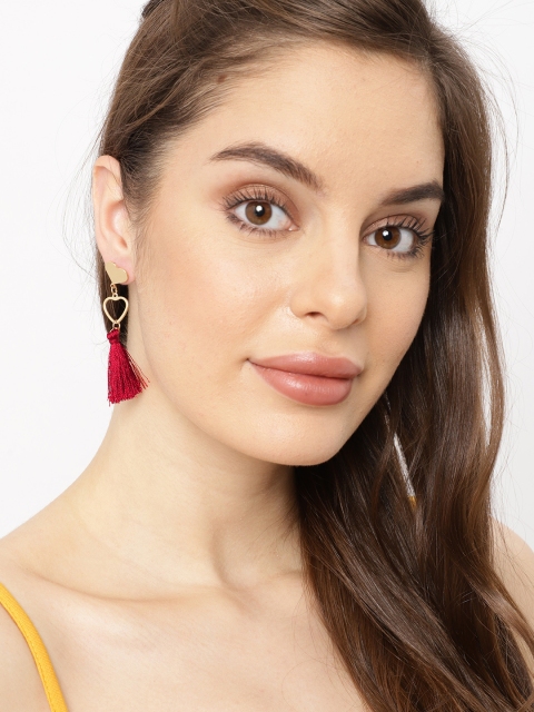 

Ayesha Red & Gold-Toned Contemporary Drop Earrings