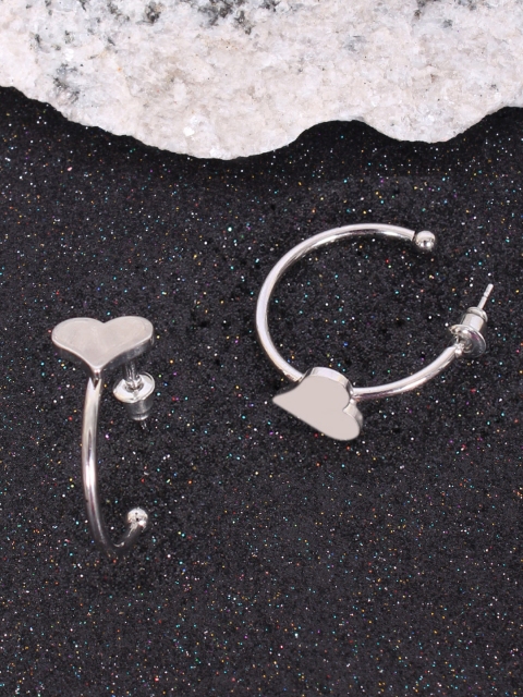 

Ayesha Silver-Toned Circular Half Hoop Earrings