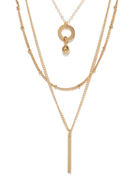 

Ayesha Women Metallic Gold Toned Metal Layered Necklace