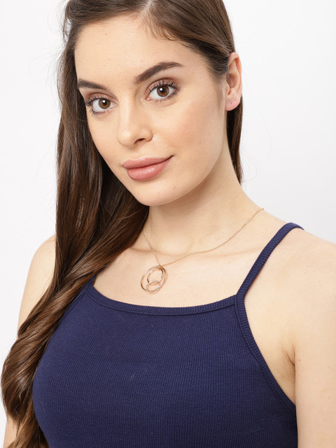 

Ayesha Women Gold Toned Circular Interlooped Hoop Pendant with Chain