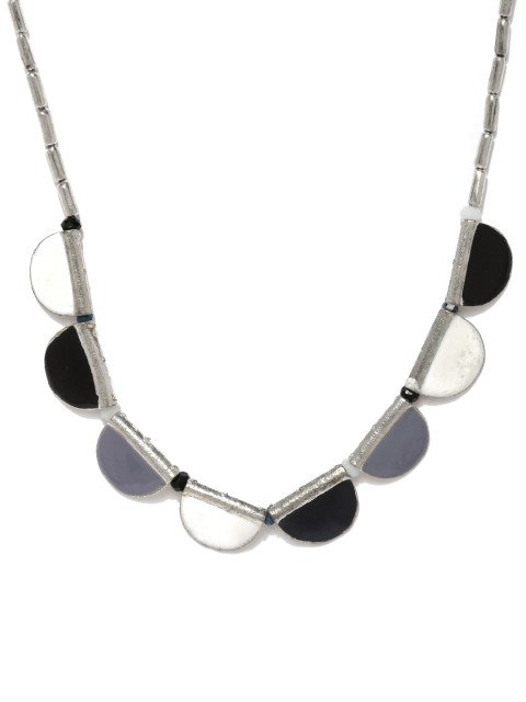 

Ayesha Women Silver-Toned Black & Grey Enamelled Metal Necklace