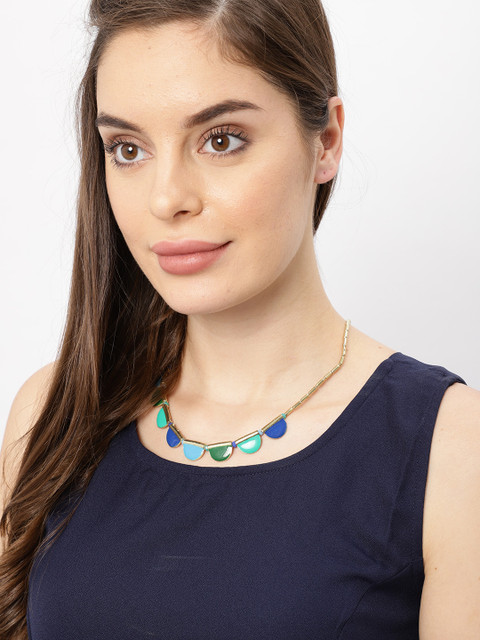 

Ayesha Women Gold Toned Blue & Green Enamel Necklace, Multi