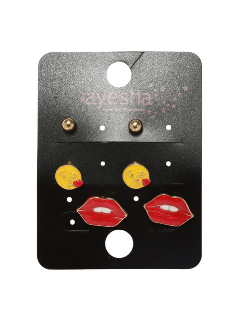 

Ayesha Women Set of 3 Stud Earrings, Gold