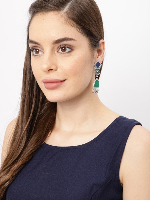 

Ayesha Green Geometric Drop Earrings