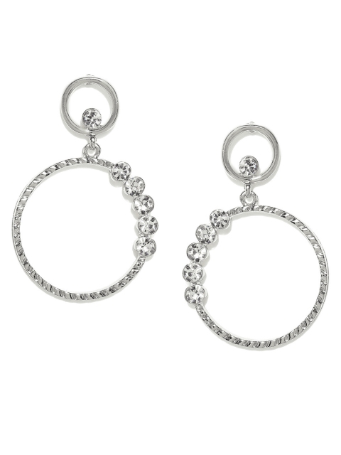 

Ayesha Silver-Toned Circular Drop Earrings