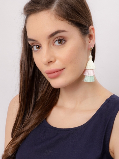 

Ayesha Multicoloured Quirky Tassel Multilayered Drop Earrings, Multi