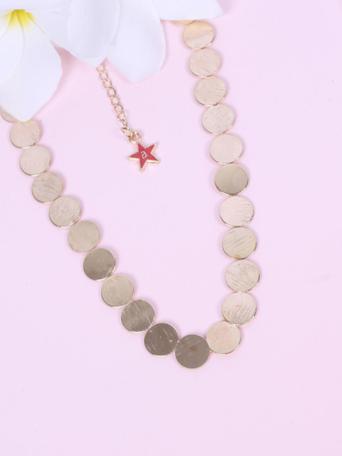 

Ayesha Women Gold-Toned Circular Plates Metal Choker Necklace