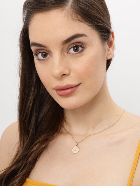 

Ayesha Women Gold-Toned Circular-Shaped Pendant With Chain