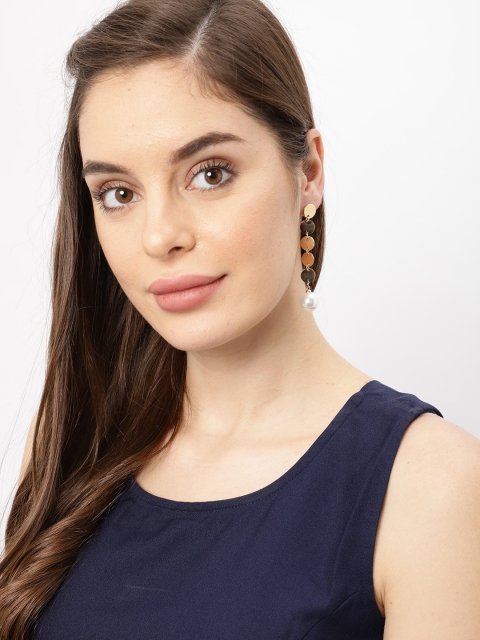 

Ayesha Gold-Toned Circular Long Pearl Drop Earrings