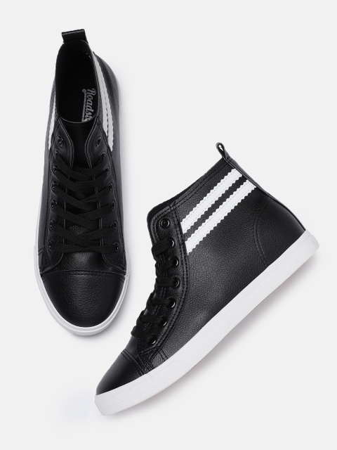 

Roadster Women Black Solid Synthetic Mid-Top Sneakers