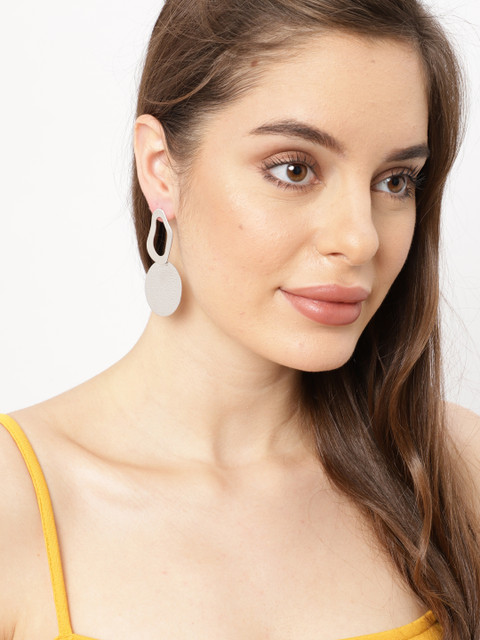 

Ayesha Silver-Toned Circular Drop Earrings