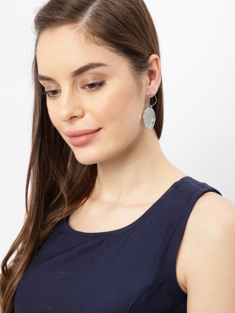 

Ayesha Silver-Toned Circular Drop Earrings