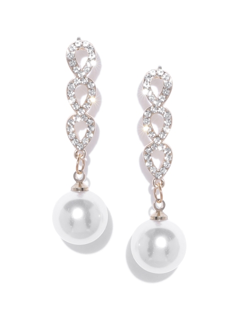 

YouBella Off-White Gold-Plated Stone-Studded Contemporary Drop Earrings