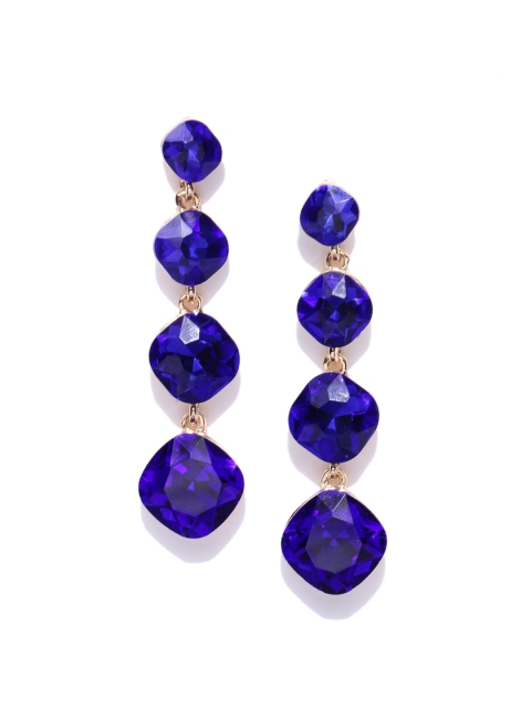 

YouBella Blue Gold-Plated Contemporary Drop Earrings