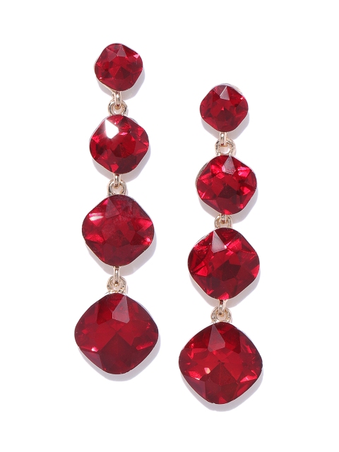 

YouBella Red Gold-Plated Contemporary Drop Earrings