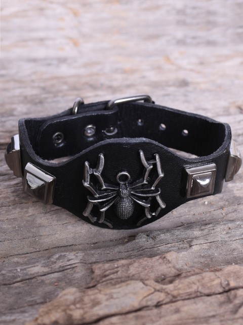 

UNKNOWN by Ayesha Men Black Leather Wraparound Bracelet
