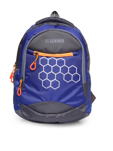 

Teakwood Leathers Unisex Blue & Grey Geometric Backpack