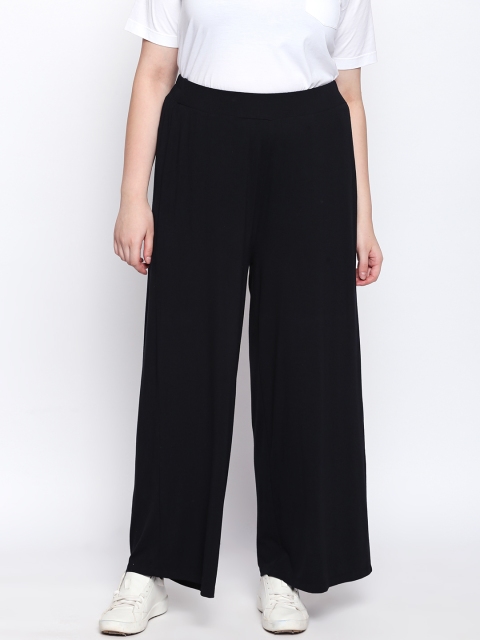 

JUNAROSE Plus Size Women Black Loose Fit Solid Regular Trousers