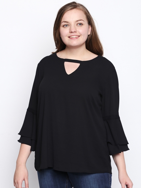 

JUNAROSE Plus Size Women Black Solid Top