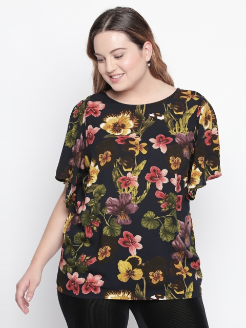 

JUNAROSE Plus Size Women Black Printed Top