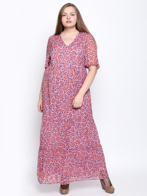 

JUNAROSE Plus Size Women Lavender Printed Maxi Dress