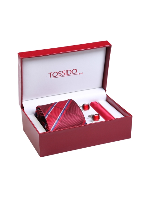 

Tossido Men Red Checked Accessory Gift Set