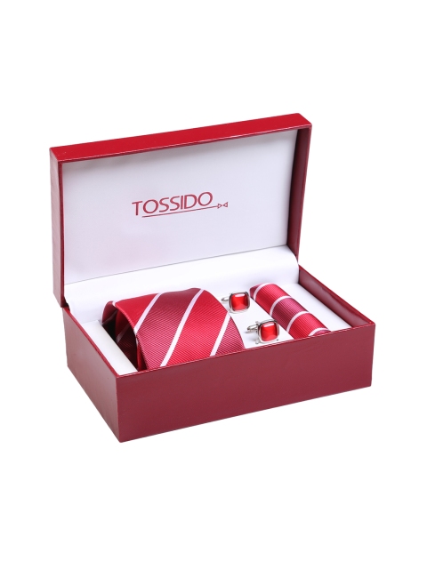 

Tossido Men Red Self-Design Accessory Gift Set