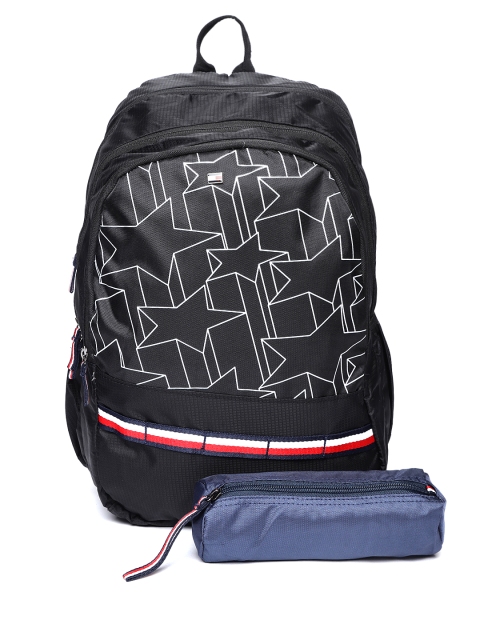 

Tommy Hilfiger Unisex Black Geometric Print Backpack