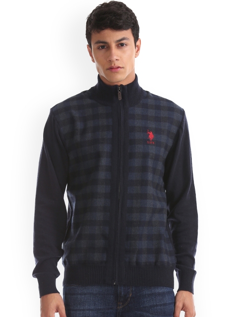

U.S. Polo Assn. Men Blue & Black Checked Sweater