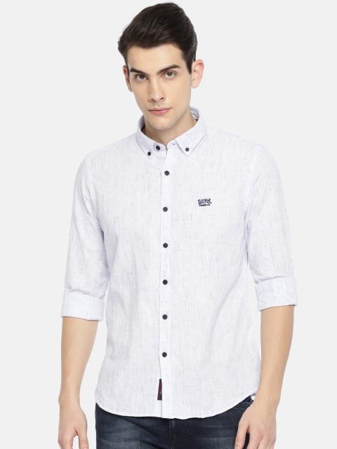 

U.S. Polo Assn. Denim Co. Men Off-White & Blue Regular Fit Printed Casual Shirt
