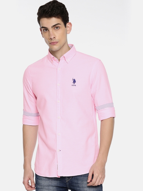 

U.S. Polo Assn. Men Pink Tailored Fit Solid Casual Shirt