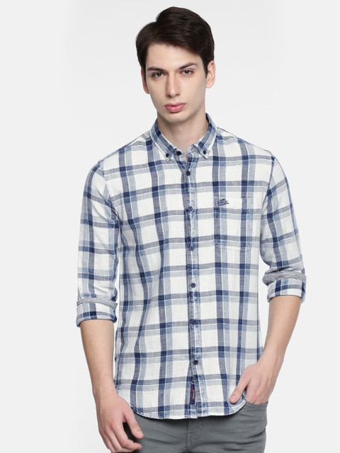 

U.S. Polo Assn. Denim Co. Men Blue Regular Fit Checked Casual Shirt