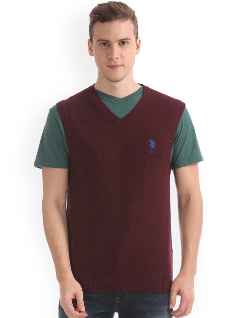 

U.S. Polo Assn. Men Maroon Solid Sweater