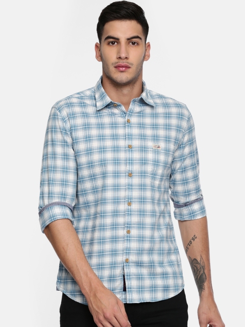 

U.S. Polo Assn. Denim Co. Men Blue & White Slim Fit Checked Casual Shirt