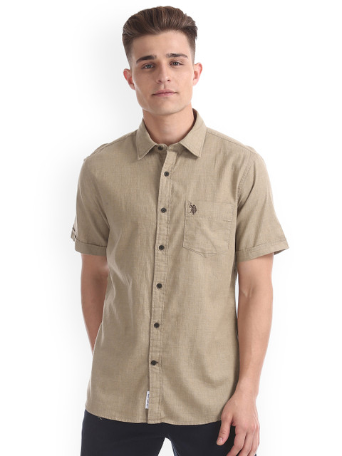 

U.S. Polo Assn. Men Brown Regular Fit Solid Casual Shirt