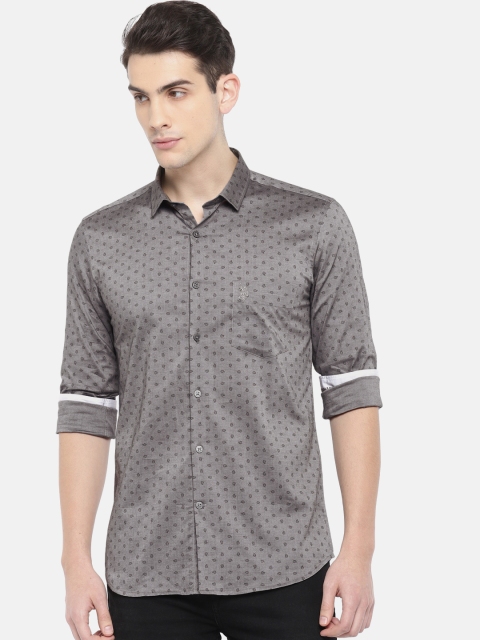 

U.S. Polo Assn. Men Grey Slim Fit Printed Casual Shirt