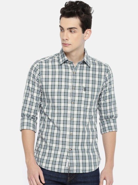 

U.S. Polo Assn. Men Green & White Regular Fit Checked Casual Shirt