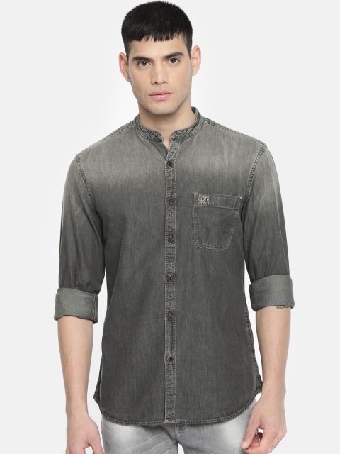 

U.S. Polo Assn. Denim Co. Men Grey Slim Fit Faded Casual Shirt